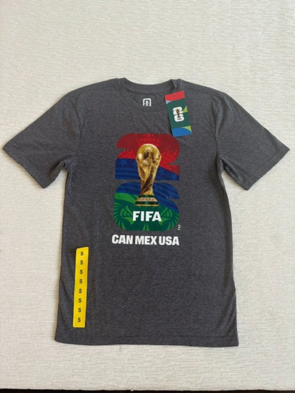 2 FIFA World Cup 2026 CAN MEX USA T-Shirt Mens Gray Soccer Graphic Tee NWT